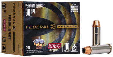 Federal PD38HS3H Premium Personal Defense Low Recoil 38Special 110gr Hydra-Shok 