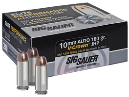 Sig Sauer E10MM120 Elite Performance 10mmAuto 180gr V-Crown Jacketed Hollow Poin