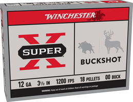 Winchester Ammo XB12L00 Super X 12Gauge 3.50" 18Pellets 00Buck Shot 5 Per Box/50