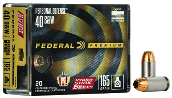 Federal P40HSD1 Premium Personal Defense 40S&W 165gr Hydra-Shok Deep Hollow Poin