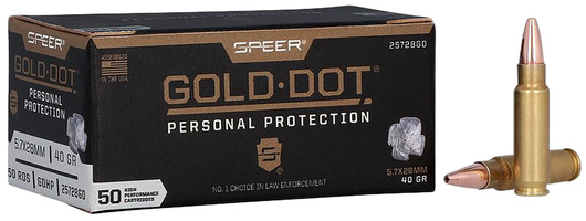 Speer 25728GD Gold Dot Personal Protection 5.7x28mm 40gr Hollow Point 50 Per Box
