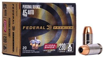 Federal P45HS1 Premium Personal Defense 45ACP 230gr Hydra-Shok Jacketed Hollow P
