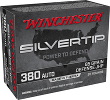 Winchester Ammo W380ST Silvertip 380ACP 85gr Silvertip Jacket Hollow Point 20 Pe