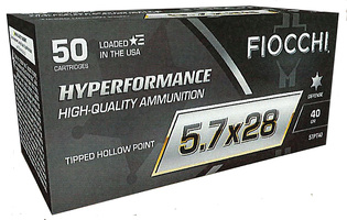 Fiocchi 57PT40 Hyperformance 5.7x28mm 40gr Tipped Hollow Point 50 Per Box/10 Cas