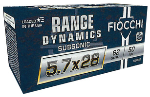 Fiocchi 57SUB62 Range Dynamics Subsonic 5.7x28mm 62gr Full Metal Jacket 50 Per B