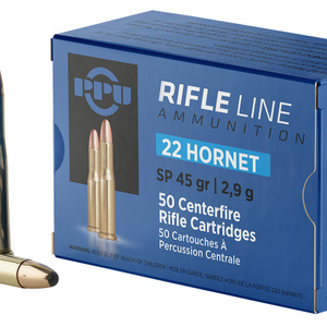 PPU PP22H Standard Rifle 22Hornet 45gr Soft Point 50 Per Box/20 Case