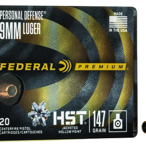 Federal P9HST2S Premium Personal Defense 9mmLuger 147gr HST Jacketed Hollow Poin
