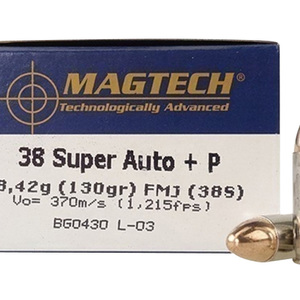 Magtech 38S Range/Training 38Super+P 130gr Full Metal Jacket 50 Per Box/20 Case