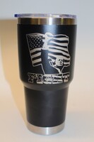 Black 32OZ Tumbler Laser Engraved Patriotic Trump Fight Flag/Missed by This Much