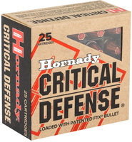 Hornady 90250 Critical Defense 9mmLuger 115gr Hornady Flex Tip eXpanding 25 Per 