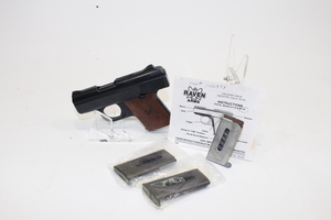 RAVEN ARMS MP-25 25 AUTO PISTOL BLUED WITH 4 MAGS AND NO BOX